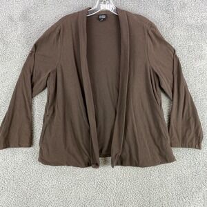 Eileen Fisher Cardigan Large Open Front Knit Cotton Lycra Boho Lagenlook